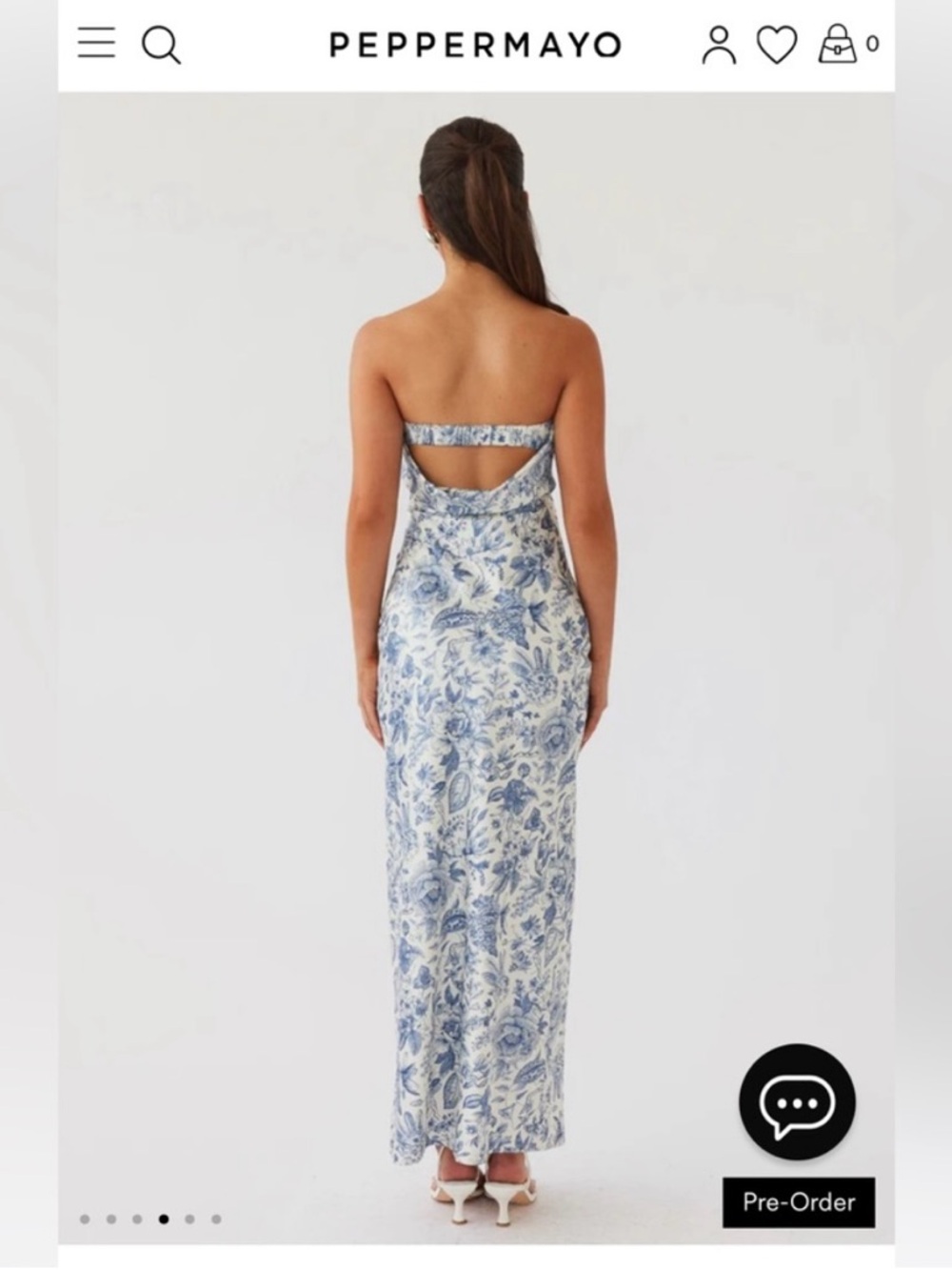 Peppermayo Cream Strapless Dress with Blue Floral Print - Picture 9 of 10